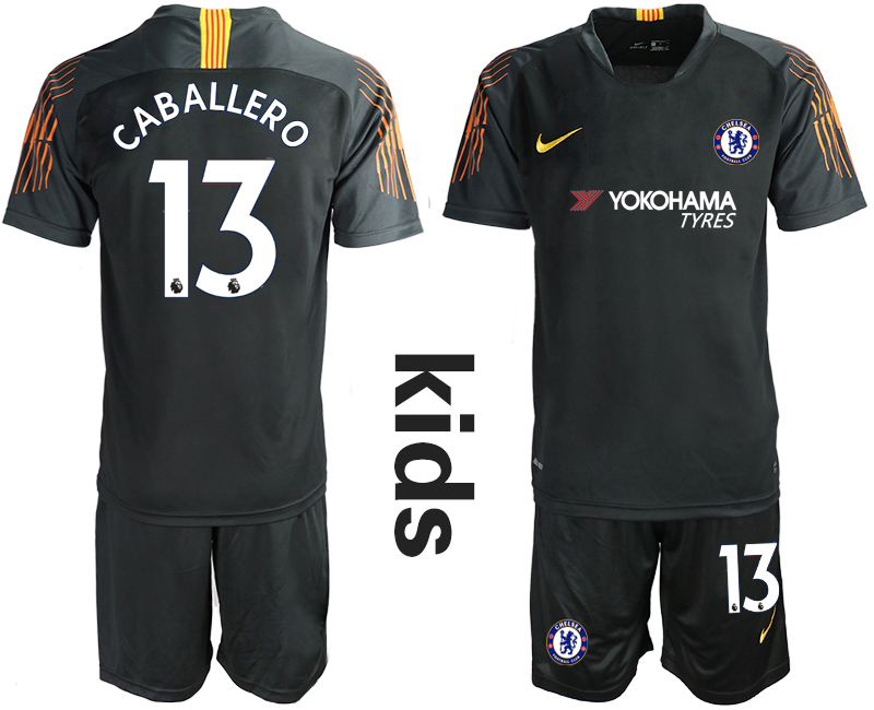 2018_2019 Club Chelsea black Youth goalkeeper #13 soccer jerseys->youth soccer jersey->Youth Jersey